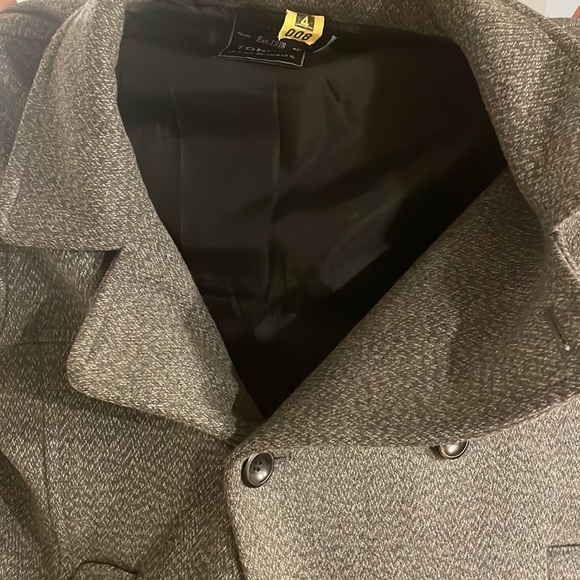 Gray with black buttons Pea coat jacket xl​​ - Picture 12 of 17